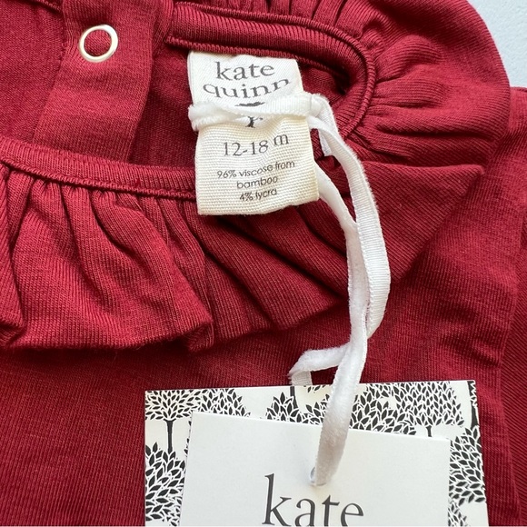 NWT Kate Quinn pear red bamboo long sleeve mini ruffle bubble size 12-18m - Picture 5 of 8